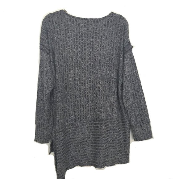 NWT NY COLLECTION SPRING ASYMETRICAL RAYON SWEATER PULLOVER TOP GRAY RIDGED 2X - Picture 4 of 5